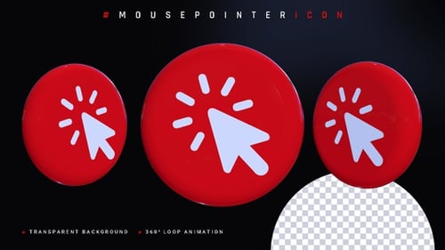 Animated 3D Red Cursor Click Button Icon