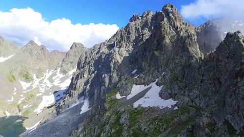 Flight Over Sharp Mountain Ridge