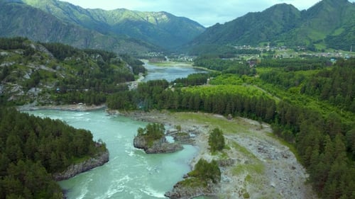 Panoramic video of Siberian nature and Town