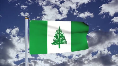 Norfolk Island Flag Waving Animated Loop in Sky