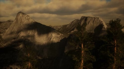 Cliff with Trees and Light of the Sun