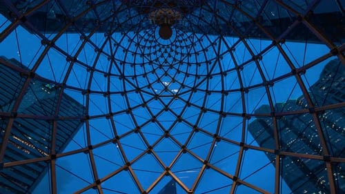 Spiral of construction architecture structure. Glass facade design of contemporary office building