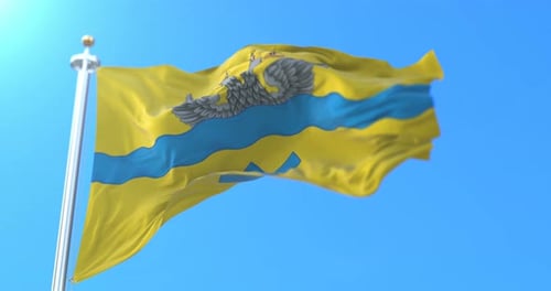 Realistic Waving Flag with Double Headed Eagle Emblem