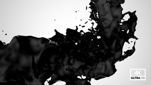 Abstract Black Fluid Ink Flow Transition with Alpha Channel