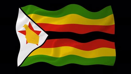 Waving National Flag of Zimbabwe on Black Background