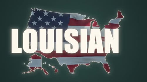 USA Map Flag Reveal with Glowing State Text