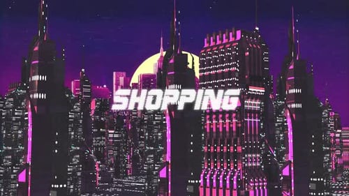 Compras de fondo retro ciudad cibernética