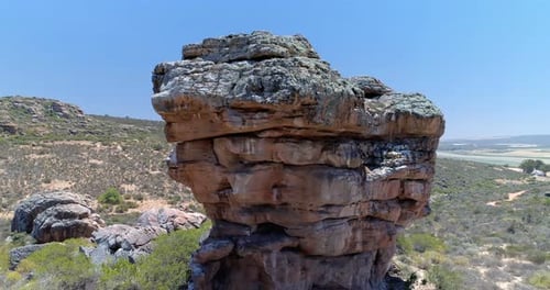 Aerial view of rock formation on a sunny day