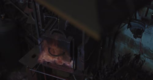 Close Up Shot of Blacksmith Forge with Flames