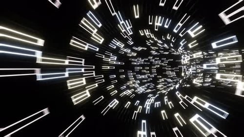 Flight in abstract sci-fi tunnel seamless loop. Futuristic motion graphics