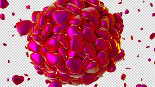 Shiny 3D Red and Pink Hearts Accumulating Background