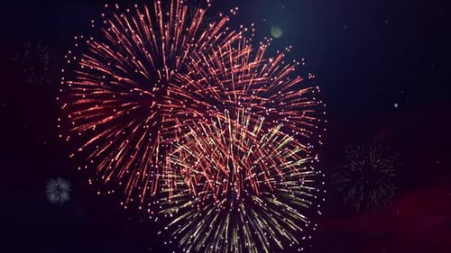 New Year's Eve Celebration with Colorful Fireworks Display