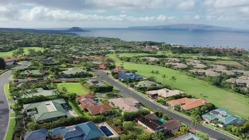 Aerial Panorama of Prestige Real Estate Homes Villas and Cottages Hawaii USA
