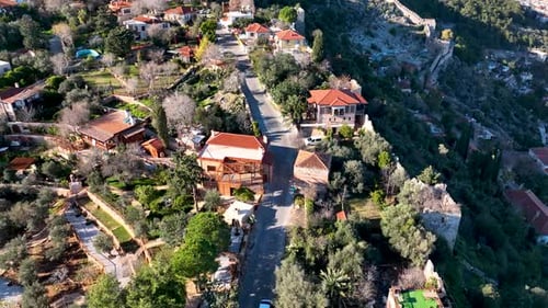Old Fortress on the Mountain Aerial View 4 K