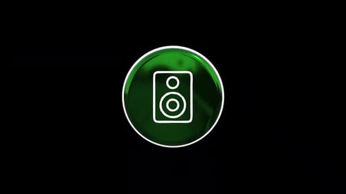 Green Glass Speaker Icon 3D Rotation Animation