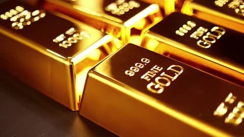 Nahaufnahme von Goldbarren. Finanzielle Konzepte