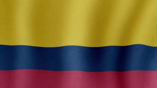 Realistic Colombian National Flag Waving Loop Animation