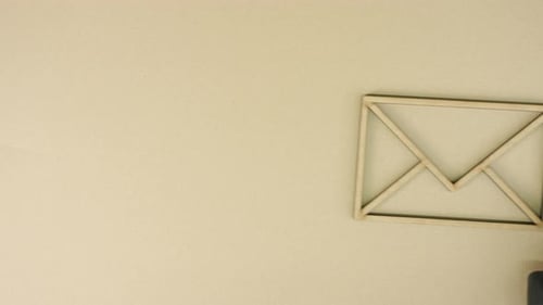 Wooden Envelope and 'Offer' Document, Flat Lay