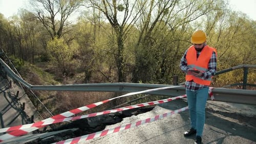 Flood Damaged Closed Highway Road Bridge