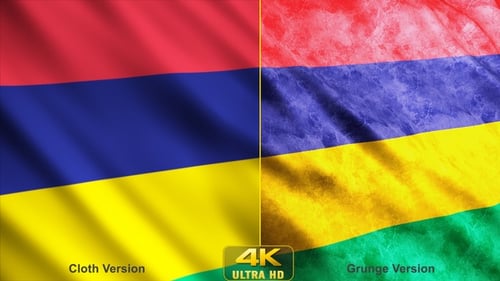 Mauritius Flag Waving Animation, Clean and Textured