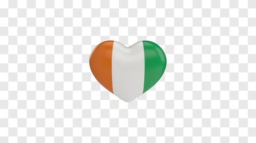 Rotating 3D Heart with Côte d'Ivoire Flag