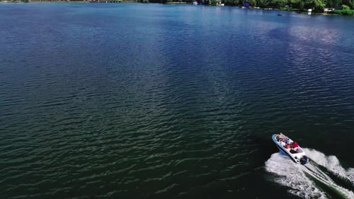 Landscape of the River, Speed Boat on the River