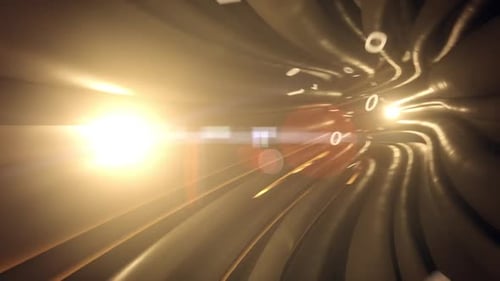 Futuristic Data Stream Through Digital Cable Tunnel
