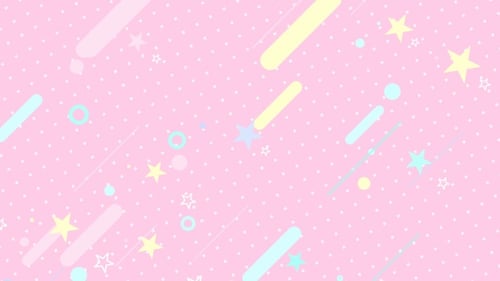Playful Geometric Pink Background with Animated Stars and Shapes