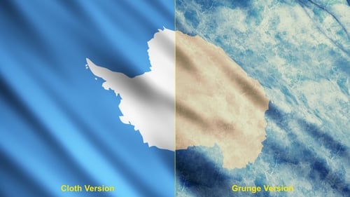 Waving Flag of Antarctica in Clean and Ice-Textured Styles