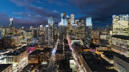 Toronto, Canada, Timelapse - The Financial district of Toronto during the blue hour