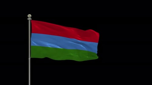 Realistic Waving Red Blue Green Flag with Alpha Channel