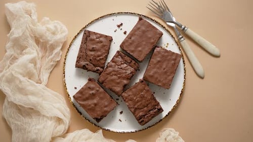 Overhead Shot of Delicious Fudgy Chocolate Brownies