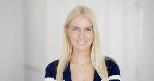 Blonde Woman Smiling Portrait Close Up