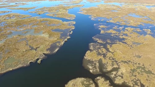 Luftsumpf Feuchtgebiet und See neben Reed Delta auf dem Seeweg