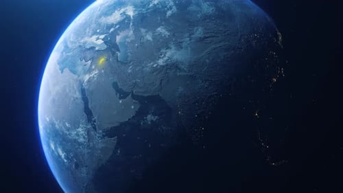 Earh Zoom In Space To Syria Country Alpha Output