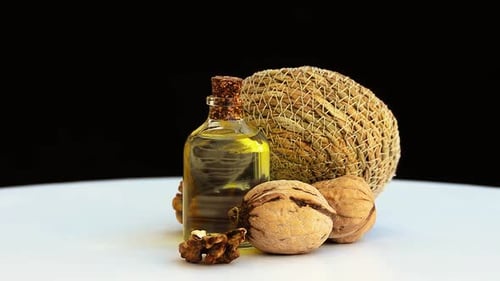 Walnut Oil and Nuts Still Life