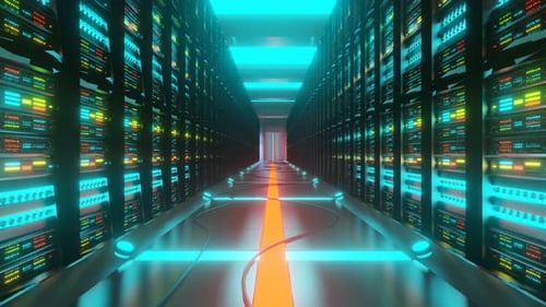 Serverraum im Rechenzentrum voll mit PC-Racks