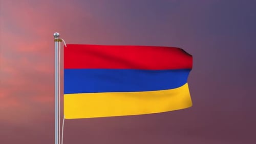 Waving Armenian Flag on Pole