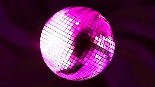 Rotierende Discokugel auf farbigem Hintergrund