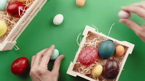 Colorful Easter Eggs to Celebrate the Resurrection Green Background
