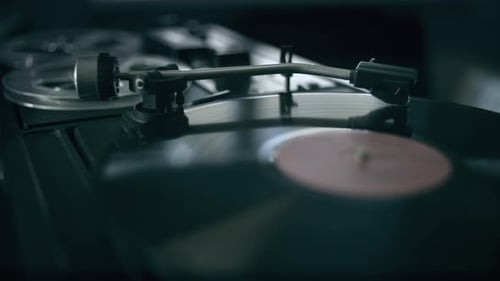 Turntable Needle on a Vinyl Record
