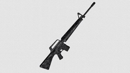 3D Animated Rifle Weapon with Camouflage Texture
