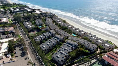 Aerial View of Solana Beach with Pacific Ocean, Coastal City in San Diego County, California