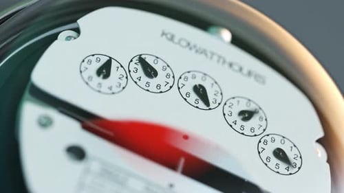Analog electricity meter showing household consumption. power watt energy KWh