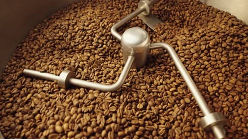 Coffee Beans Being Roasted in a Machine