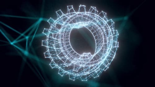 Gear Hologram Close Up 4k