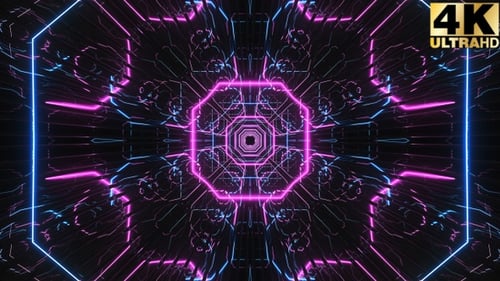 Abstract Neon Geometric Tunnel Loop Background