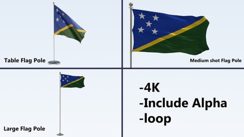 Solomon Islands Flag Waving Animation Pack with Alpha Channel