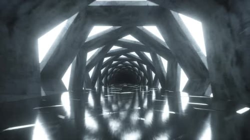 Abstract Geometric Light Tunnel Flythrough