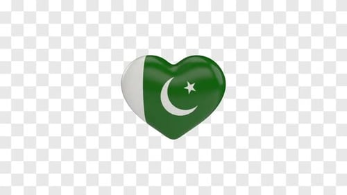 Rotating 3D Pakistan Flag Heart Animation